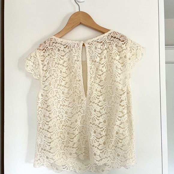 Aritzia Talula Lace Cropped Top, Cream, Size XS - Picture 2 of 9